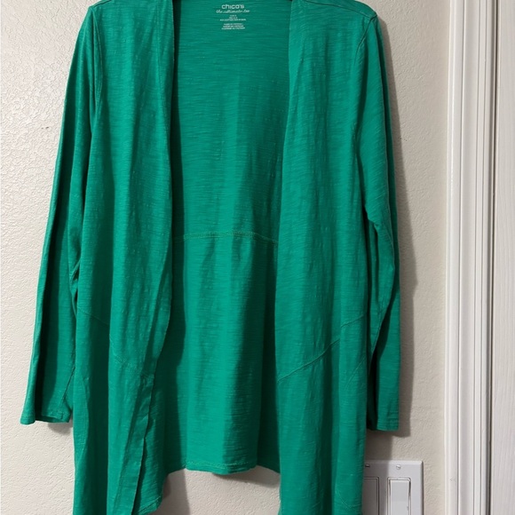 Chico's Tops - Chico's Green Open Front Cardigan with Pockets. Soft Cotton Modal. Size L